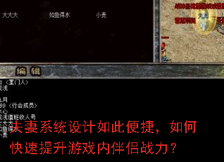 夫妻系统设计如此便捷,如何快速提升游戏内伴侣战力? 夫妻系统设计如此便捷,如何快速提升游戏内伴侣战力?