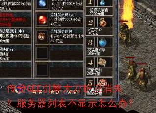 传奇GEE引擎大刀护卫消失?服务器列表不显示怎么办? 传奇GEE引擎大刀护卫消失?服务器列表不显示怎么办?