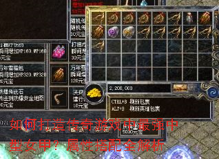 如何打造传奇游戏中最强中型女甲?属性搭配全解析 如何打造传奇游戏中最强中型女甲?属性搭配全解析